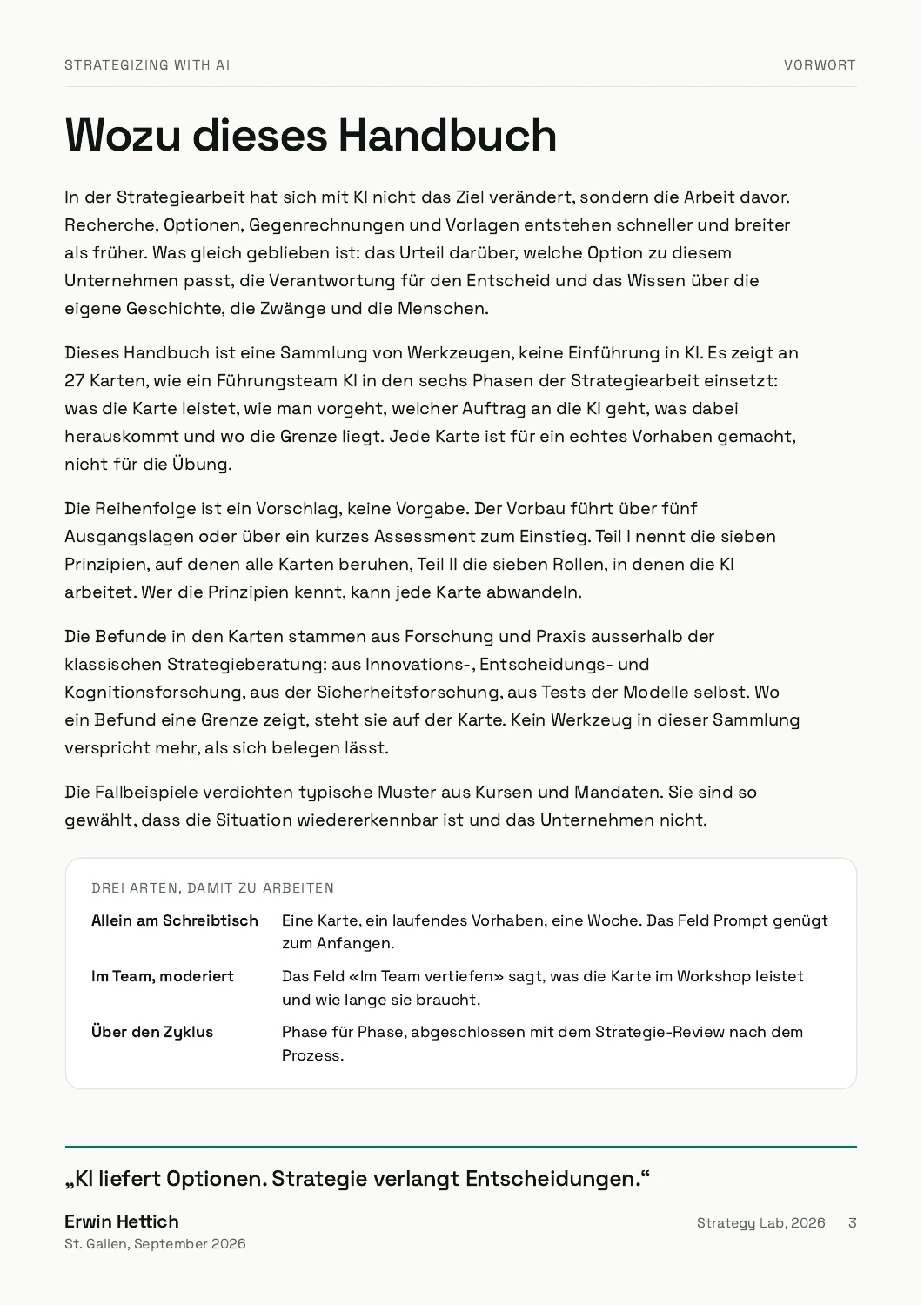 Wozu dieses Handbuch – Strategizing with AI